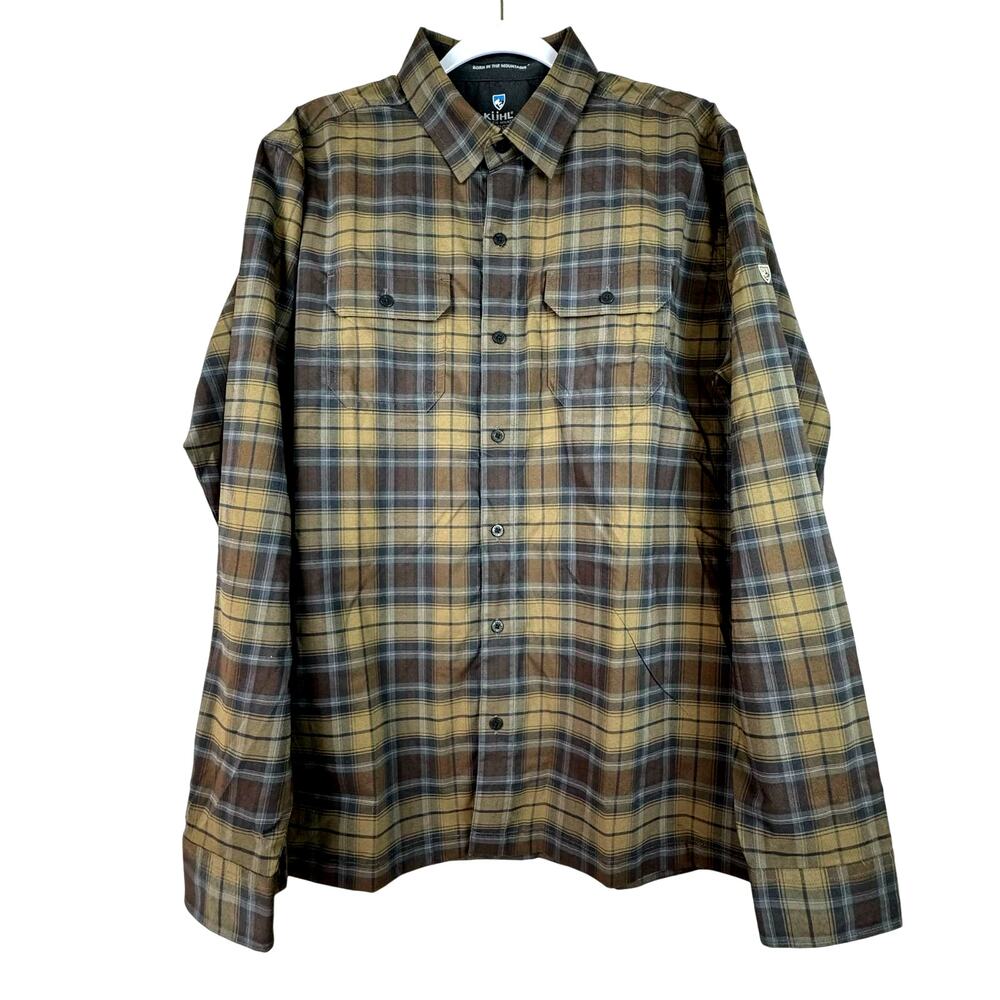 SALE Kuhl Response Plaid Active Long Sleeve Shirt Button Down Pockets L